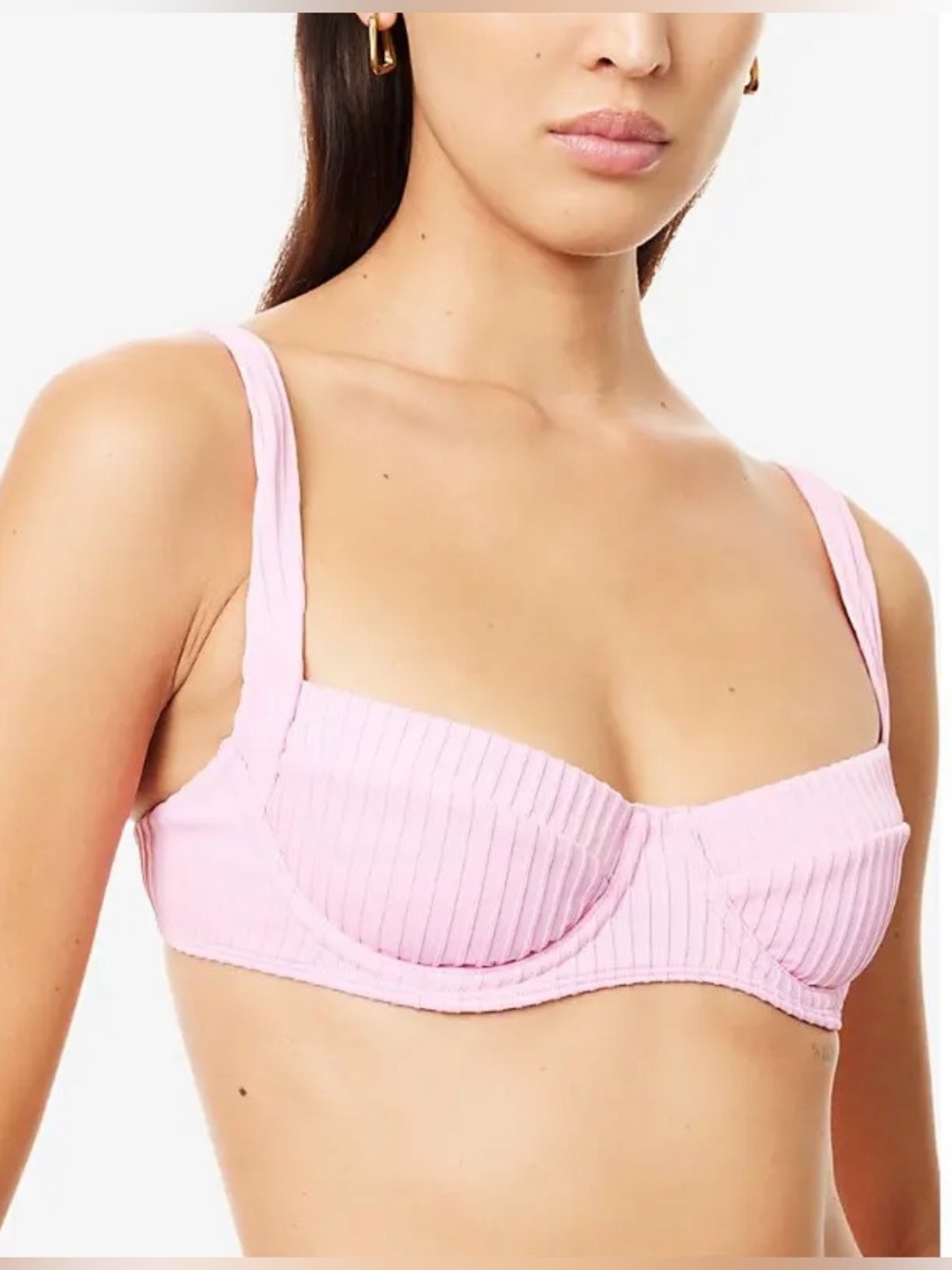 New Monday Swimwear Sorrento Bikini Top Cherry Blossom Matte Rib Size VV